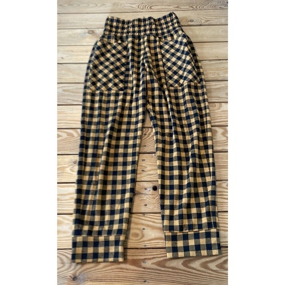 Missinclof High Waist Check Pocket Pants Size Small Women’s Yellow Black - Picture 1 of 8
